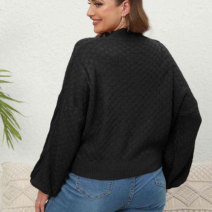 Plus Size Mock Neck Cable Knit Long Sleeve Sweater
