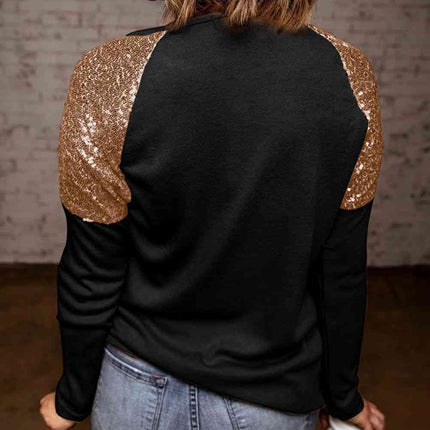 Letter Graphic Sequin Raglan Sleeve Top