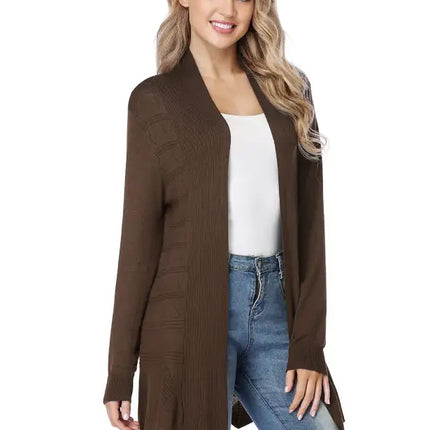 Cárdigan largo calado de punto para mujer 