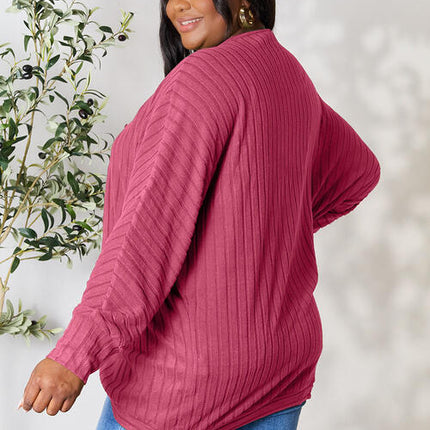 Basic Bae Full Size Ribbed Cocoon Cardigan - Vickie Lynn's