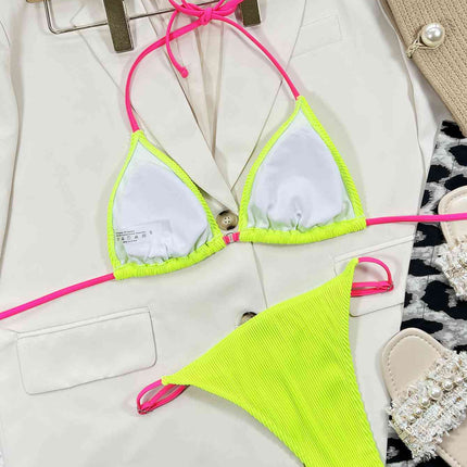 Ribbed Tie Back Bikini Set