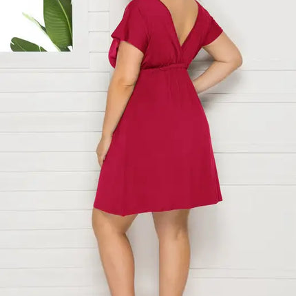 Vestido liso con escote en V profundo para mujer, talla grande 