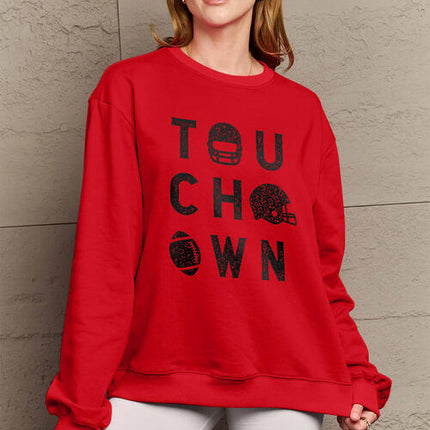 Simply Love Full Size TOUCHDOWN Long Sleeve Sweatshirt