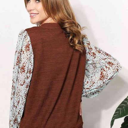 And The Why  Full Size Foil Printed Sleeve Top