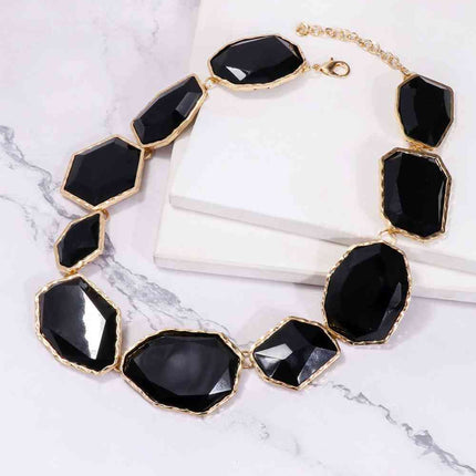 Geometrical Shape Zinc Alloy Frame Resin Necklace