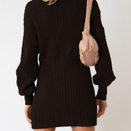 Surplice Neck Long Sleeve Sweater Dress