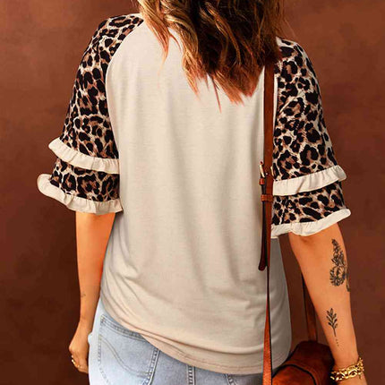 Leopard Bunny Graphic Layered Sleeve T-Shirt
