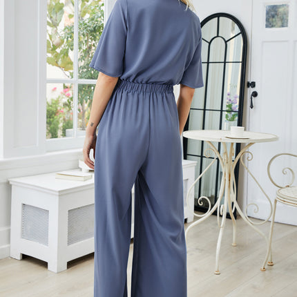 Tie Front Cutout Wide Leg Jumpsuit