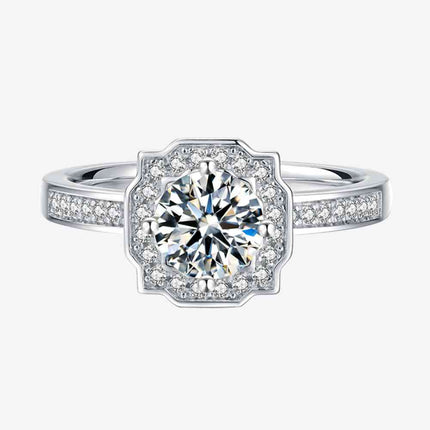 1 Carat Moissanite 925 Sterling Silver Halo Ring