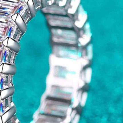 10.5 Carat Moissanite Rhodium-Plated Ring