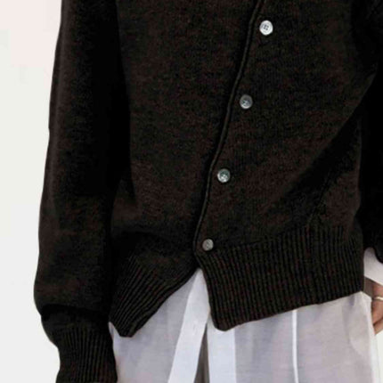 Dropped Shoulder Buttoned Cardigan
