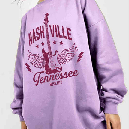 Simply Love Simply Love Full Size NASHVILLE TENNESSEE MUSIC CITY Graphic Sweatshirt