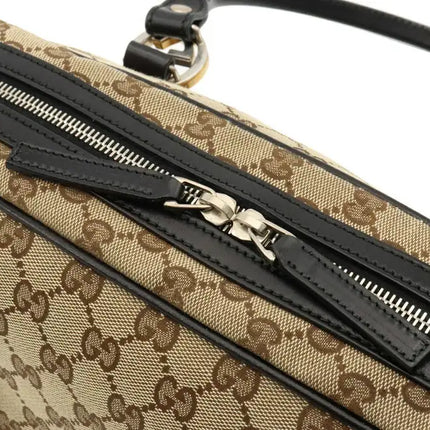 Gucci Gg Canvas Twins Mini Boston Bag Leather Khaki