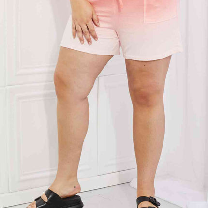 Zenana In The Zone Full Size Dip Dye High Waisted Shorts in Coral