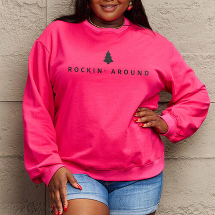 Simply Love Full Size ROCKIN AROUND  Long Sleeve Sweatshirt