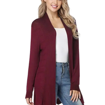 Cárdigan largo calado de punto para mujer 