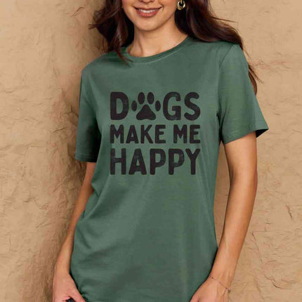 Simply Love Full Size DOGS MAKE ME HAPPY Graphic Cotton T-Shirt