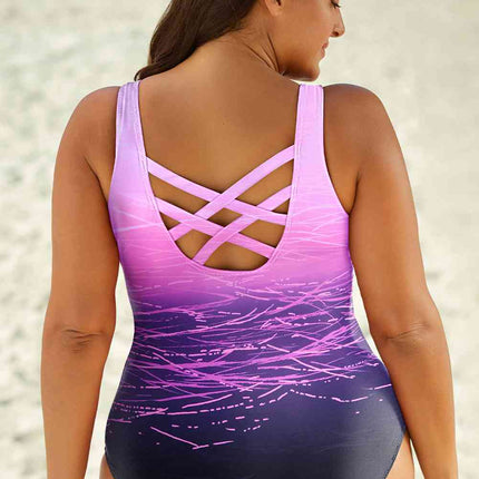 Full Size Tie-Dye Crisscross Back One-Piece Swimsuit - Vickie Lynn's