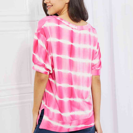 Yelete Full Size Oversized Fit V-Neck Striped Top