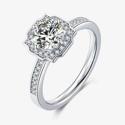1 Carat Moissanite 925 Sterling Silver Halo Ring
