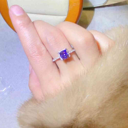 1 Carat Moissanite Platinum-Plated Square Ring