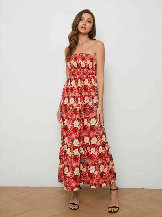 Floral Strapless Low-Back Dress