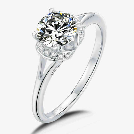 1 Carat Moissanite 925 Sterling Silver Split Shank Ring