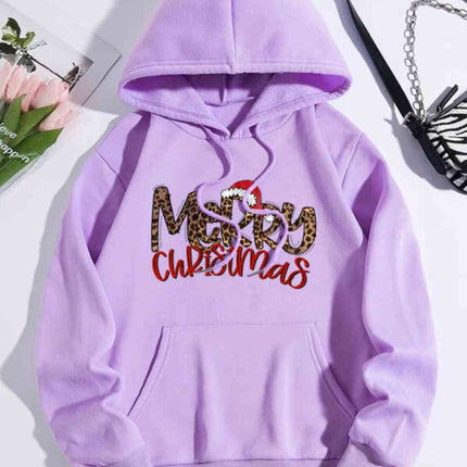 MERRY CHRISTMAS Graphic Drawstring Hoodie - Vickie Lynn's