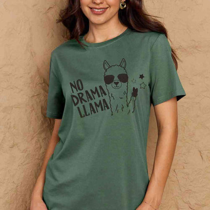 Simply Love Full Size NO DRAMA LLAMA Graphic Cotton Tee