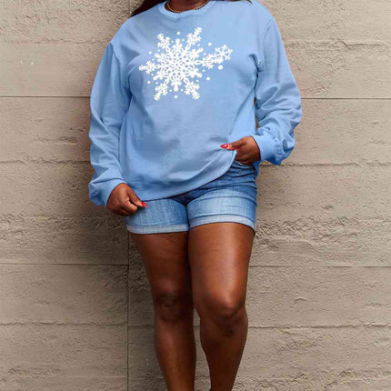 Simply Love Full Size Snowflake Graphic Sweatshirt
