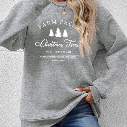 Graphic Round Neck Dropped Shoulder Sweatshirt