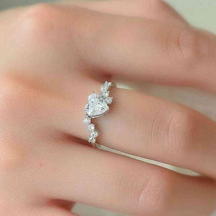 1 Carat Moissanite Heart 925 Sterling Silver Ring