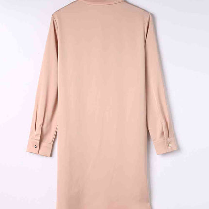 Sequin Button Front High-Low Shirt Dress