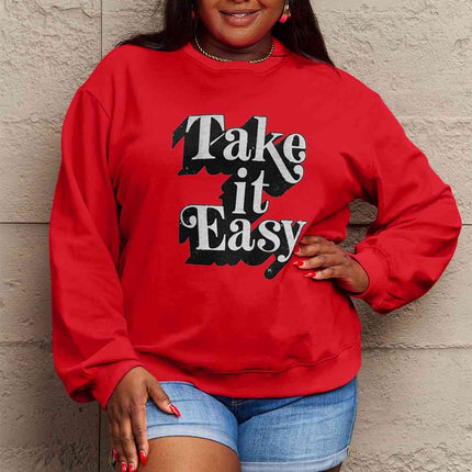 Simply Love Full Size TAKE IT EASY Graphic Sweatshirt