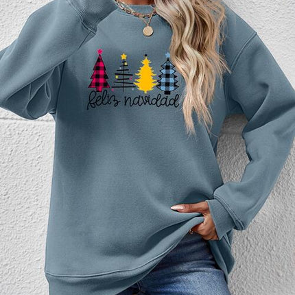 Round Neck Graphic Long Sleeve Sweatshirt