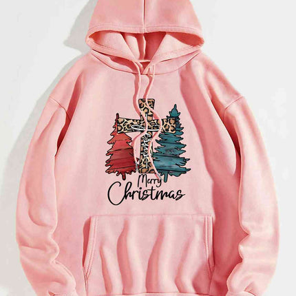 MERRY CHRISTMAS Graphic Drawstring Hoodie