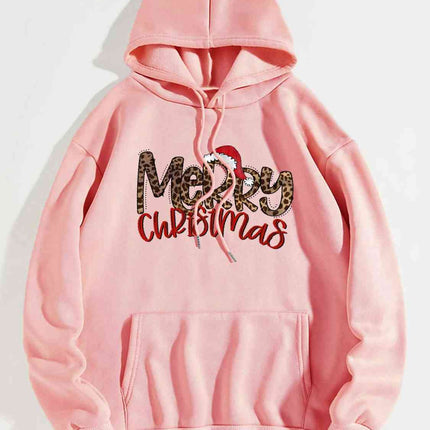 MERRY CHRISTMAS Graphic Drawstring Hoodie - Vickie Lynn's