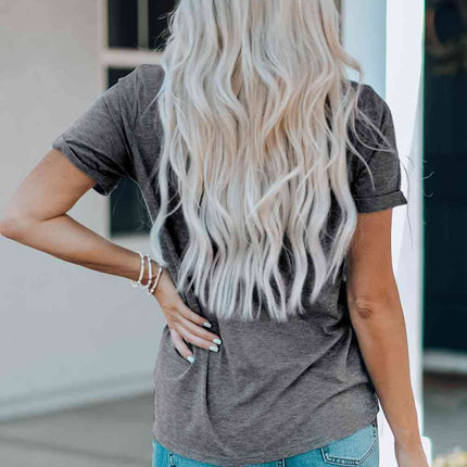 Slogan Graphic Round Neck T-Shirt