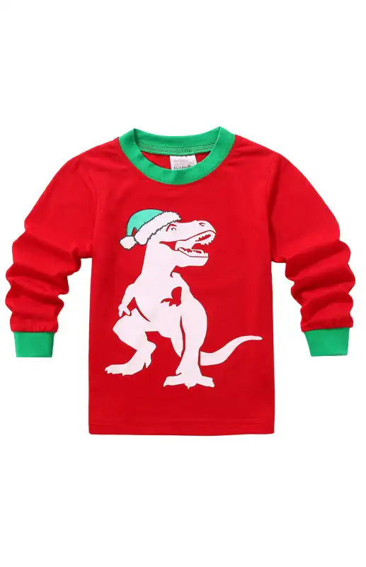 Children's Cotton Crew Neck Long Sleeve Trousers Print Christmas Suit