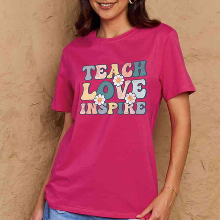 Simply Love Full Size TEACH LOVE INSPIRE Graphic Cotton T-Shirt