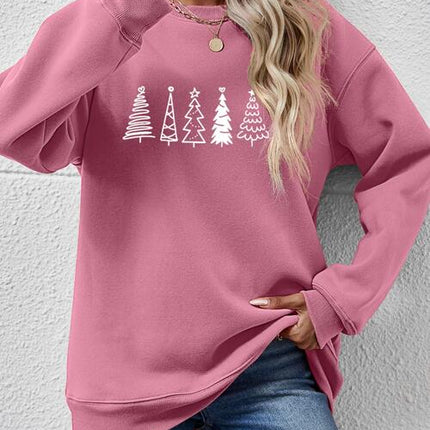 Christmas Tree Graphic Drop Shoulder Sweatshirt