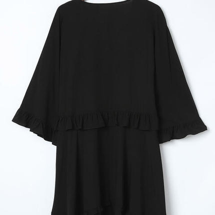 V-Neck Ruffled Mini Dress