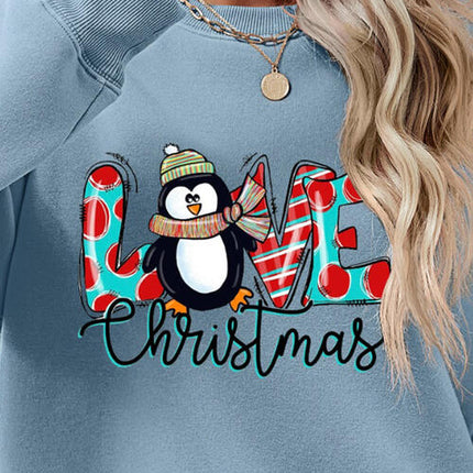 LIVE CHRISTMAS Drop Shoulder Round Neck Sweatshirt