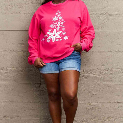 Simply Love Full Size Snowflake Christmas Tree Graphic Sweatshirt