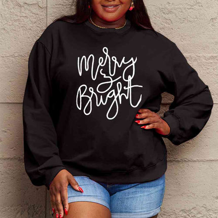 Simply Love Full Size MERRY AND BRIGHT Graphic Sweatshirt