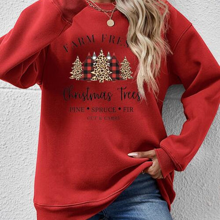 Graphic Round Neck Long Sleeve Sweatshirt