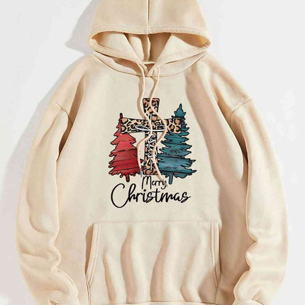 MERRY CHRISTMAS Graphic Drawstring Hoodie
