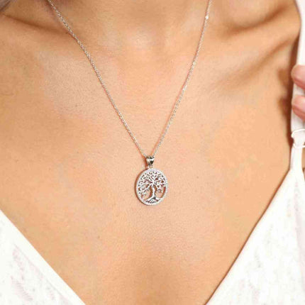 Adored 925 Sterling Silver Moissanite Tree Pendant Necklace