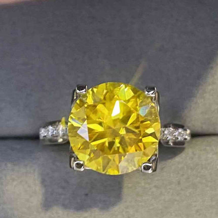 5 Carat Moissanite 925 Sterling Silver Ring in Banana Yellow
