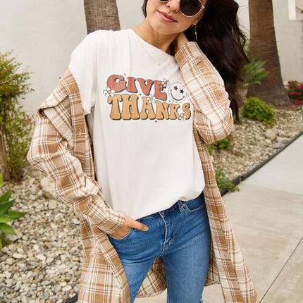 Simply Love Full Size GIVE THANKS Short Sleeve T-Shirt
